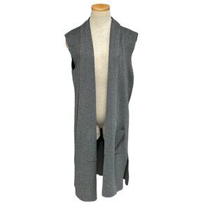 GNW Open Vest Front Pockets NWT Duster Cardigan Dark Gray Size Medium M